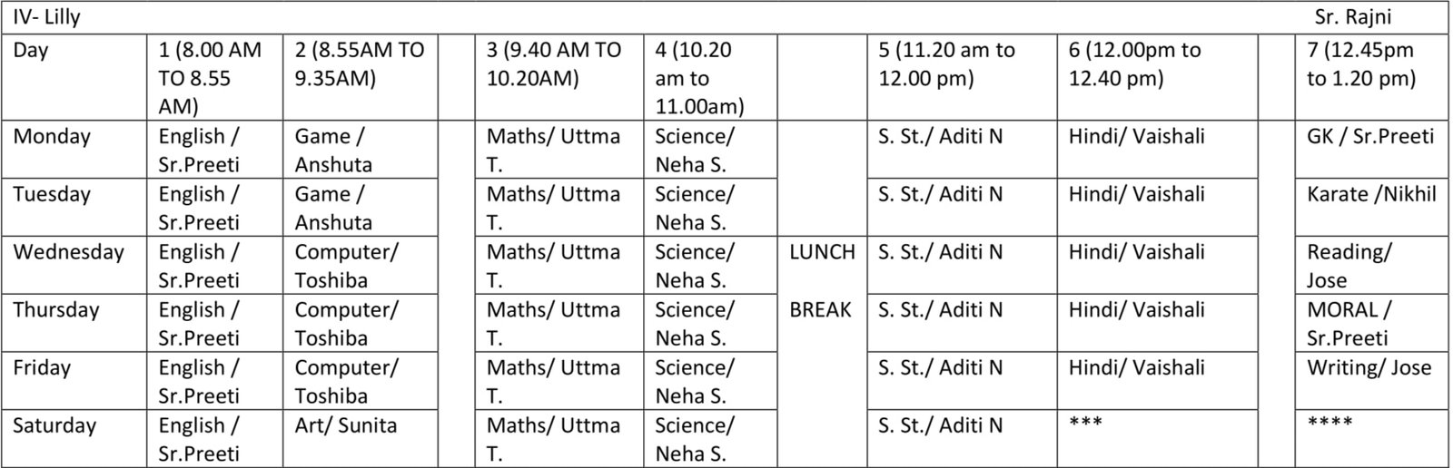 Time Table 2024-25